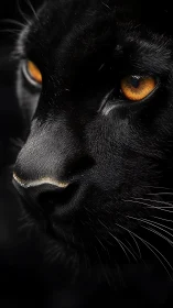 Black Panther Portrait with Golden Eyes: High-Contrast Study.