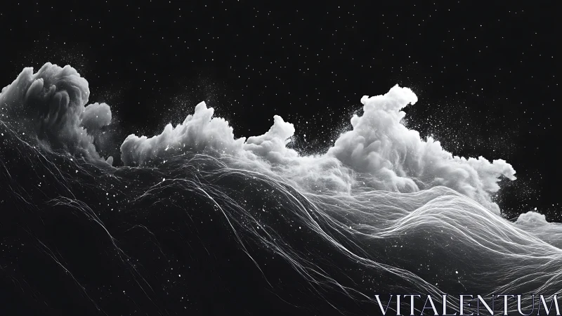 Celestial foam waves rising through star-strewn voids.