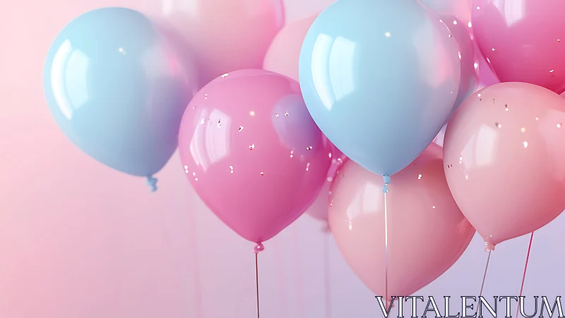 Pastel Balloons Floating in Dreamy Celebration.