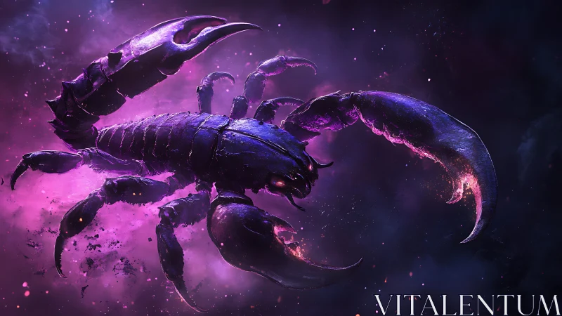 Digital rendering depicts luminous scorpion in nebular field