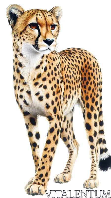 Lateral profile study of adult cheetah in high-detail rendering