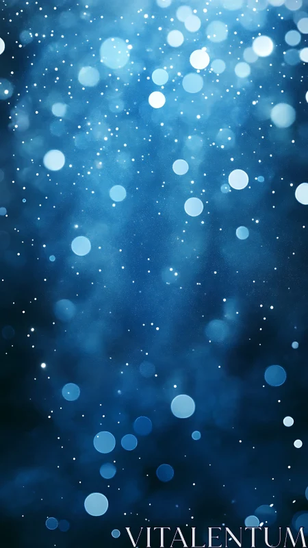 Blue bokeh light field with floating particles background.