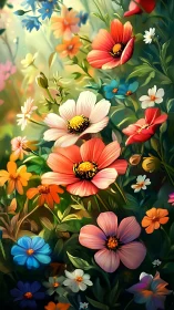 Vibrant Garden Blooms Dance in Luminous Summer Light