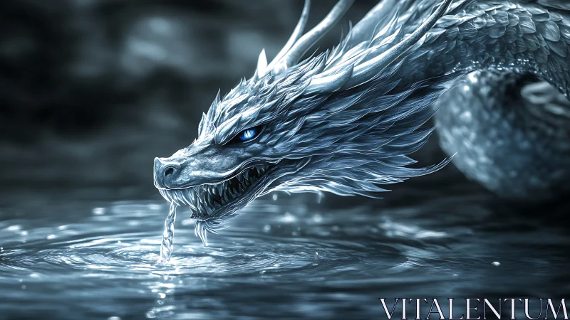 Iridescent aquatic dragon head in high-detail fantasy rendering.