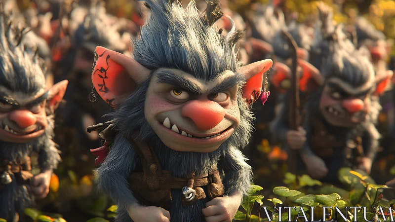 Militia of mischievous goblins in high-fidelity 3D render.