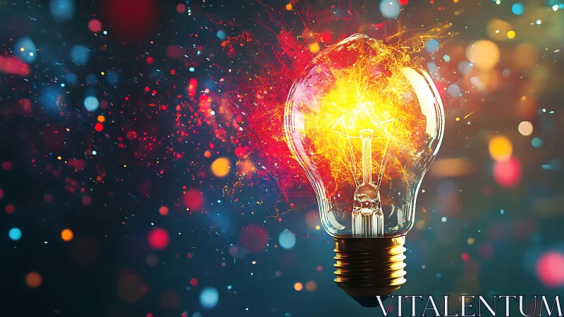 Glowing light bulb ignites vibrant spark of creative energy