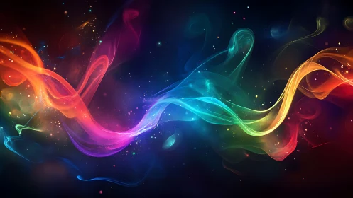 Prismatic ribbons of light weaving through a cosmic hush.