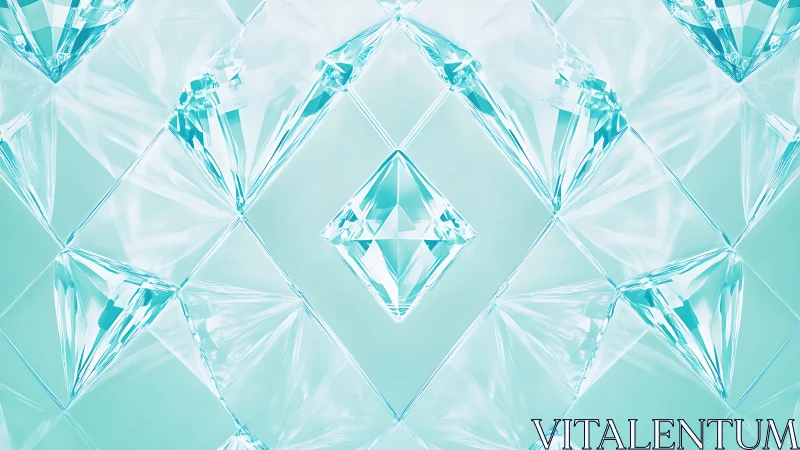 Geometric Crystal Diamonds Pattern in Cool Pastel Digital Art.