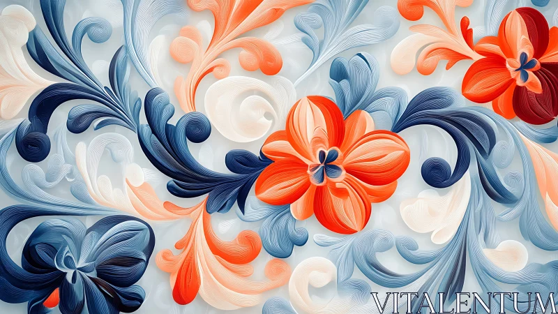 Digital quilled floral composition shows layered curved forms