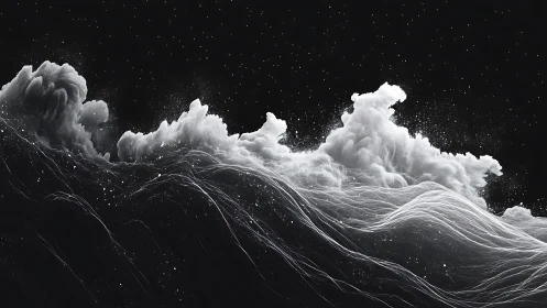 Celestial foam waves rising through star-strewn voids.