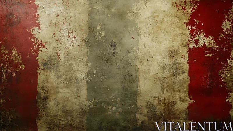 Weathered Tricolor Flag Abstract Art with Vintage Texture.
