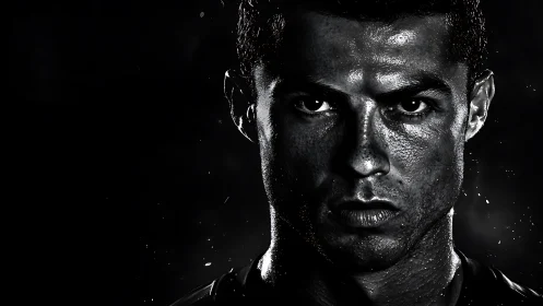 Intense monochrome portrait captures focused male athlete