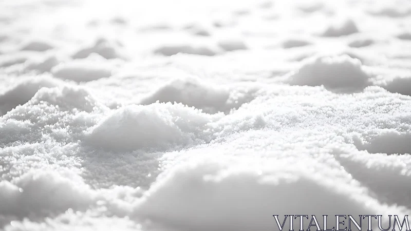 Close-up of fresh snow mounds in bright natural sunlight, minimalistic.