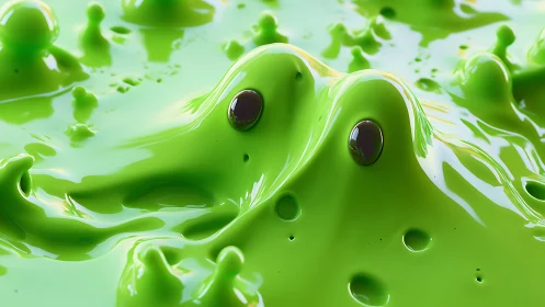 Viscous neon slime forms playful anthropomorphic waves.