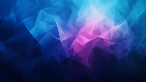 Abstract polygonal shapes in blue and purple digital art style.
