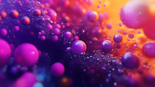Vivid Abstract Spheres in Colorful Gradient Light, Digital Art.