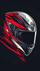 Dynamic vector illustration of red racing motorcycle helmet design.