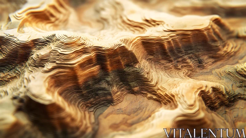 Abstract Topographic Map in Warm Tones, Layered 3D Illustration.