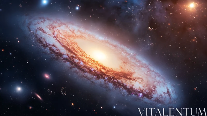 Spiral galaxy core glowing within dense star field in space.