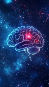 Neural network illuminated brain hologram in deep space field