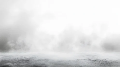 Fog obscures distant horizon over wet reflective ground