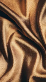 Gold satin fabric surface shows tight folds and glossy sheen