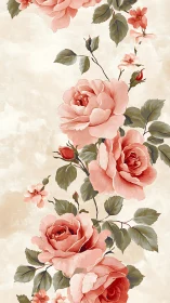 Botanical Floral Arrangement. Pink Roses Garden.
