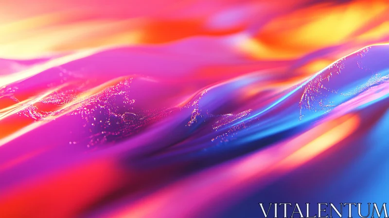 Luminous neon waves flow across a liquid abstract landscape.