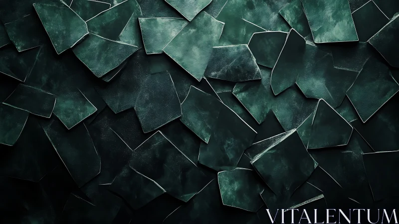 Emerald shards drift like quiet tectonic plates in shadow