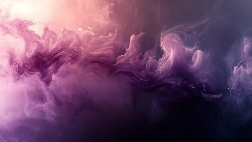 Volumetric magenta fluid plumes curl through gradient nebular void
