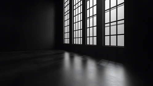 Windowlight quietly sketches geometry across the dark room