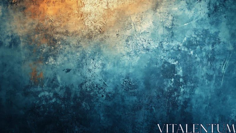 Abstract textured blue and orange wall background, grunge style.