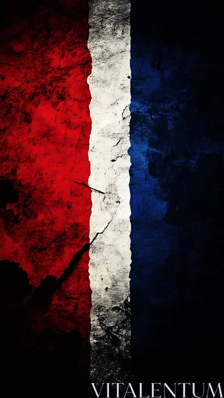 Textured vertical tricolor design in red, white, blue.