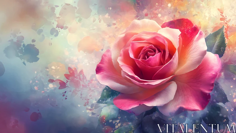 Radiant Rose Dissolves Into Luminous Watercolor Dream.