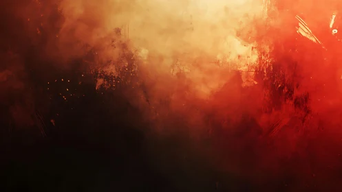 Abstract fiery clouds digital artwork in warm red and orange tones.