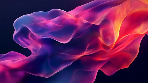 Vibrant neon waveforms flow across deep gradient void