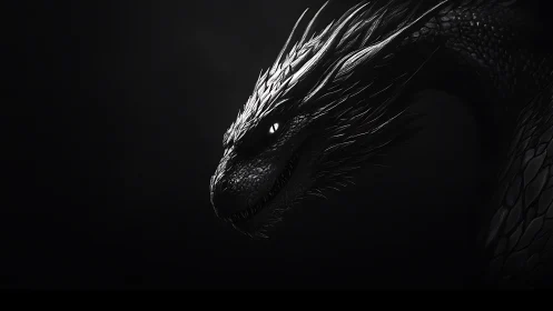 Midnight obsidian dragon curling from the void’s edge.