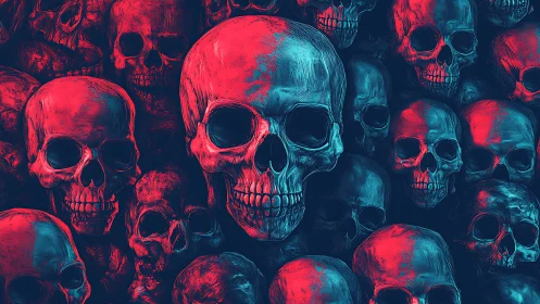 Bold neon skull study celebrating eerie, electric color contrast.