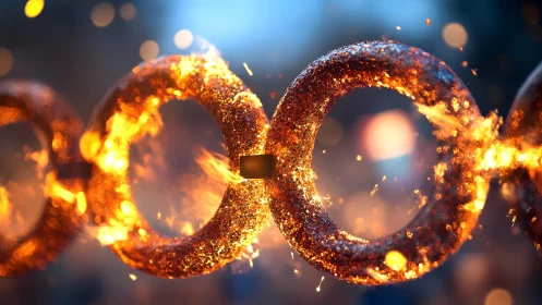 Fiery Metal Chain Links in Dramatic Close-Up Fantasy Style.