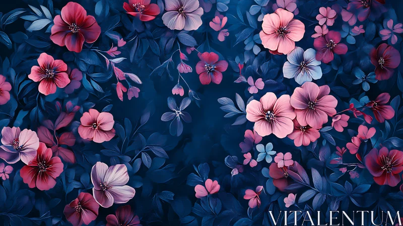 Midnight garden bloomstorm in electric sapphire silence.