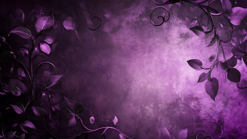 Purple floral vines frame textured gradient background
