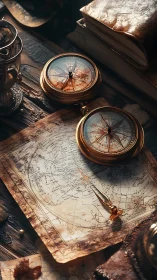 Old-world compasses and maps chart quiet voyages of wonder.