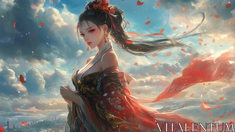 Storm-kissed empress lets crimson petals rewrite the sky