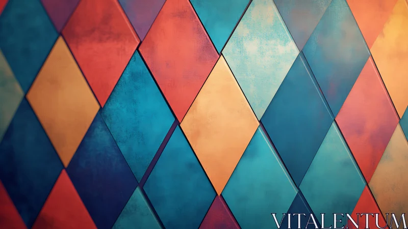 Harlequin diamonds sway in layered teal and ember rhythm