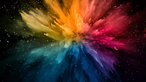 Radiant cosmic color burst blooming across deep space.
