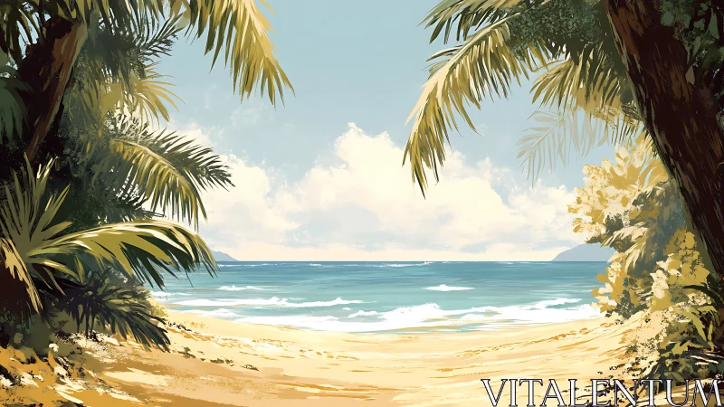 Palms Frame Paradise: Where Tropics Meet Turquoise Shores.