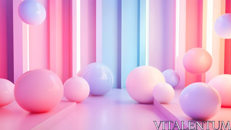Pastel spheres drifting through a glowing candy corridor.