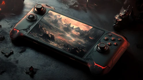 Fiery handheld console invites players into a molten world