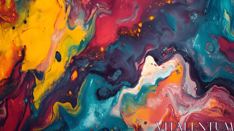 Vivid Abstract Fluid Art With Bright Swirls and Dynamic Colors.