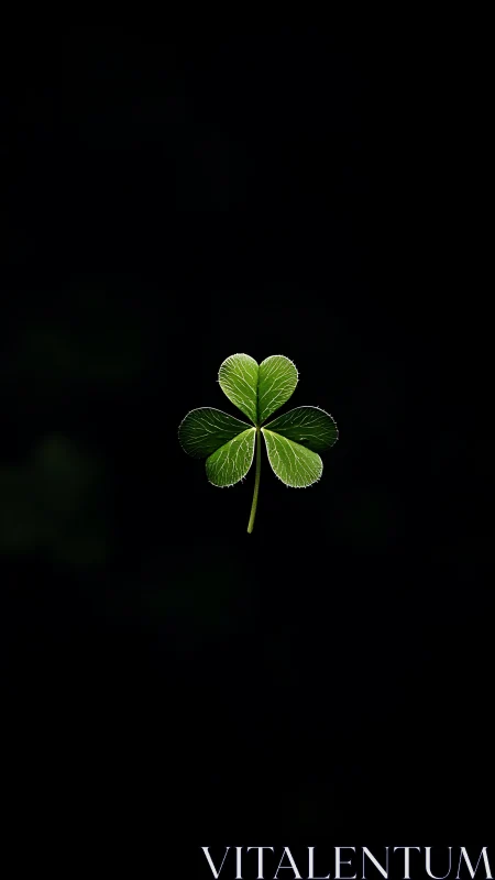 Isolated three-leaf clover rendered with high-contrast macro lighting